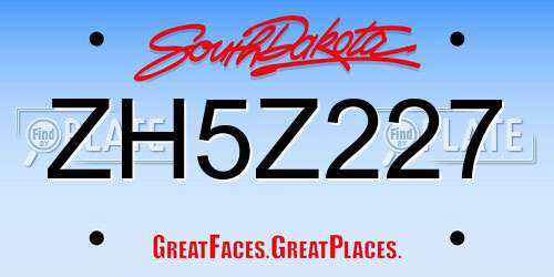 ZH5Z227 South Dakota License Plate