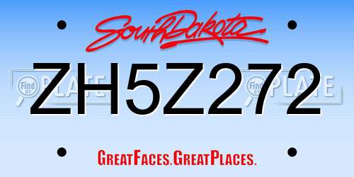 ZH5Z272 South Dakota License Plate