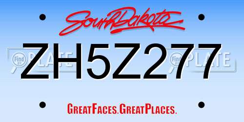 ZH5Z277 South Dakota License Plate