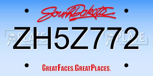 ZH5Z772 South Dakota License Plate
