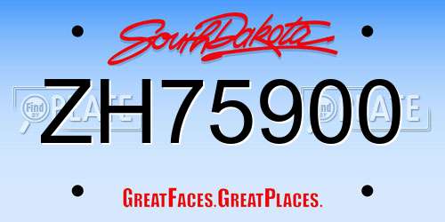 ZH75900 South Dakota License Plate