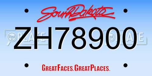 ZH78900 South Dakota License Plate