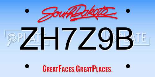 ZH7Z9B South Dakota License Plate