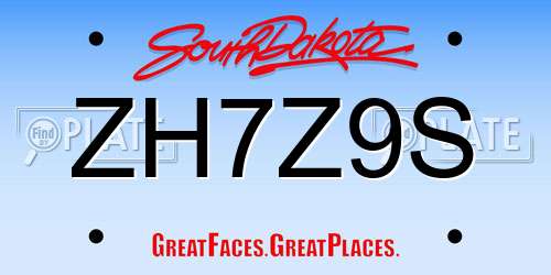 ZH7Z9S South Dakota License Plate