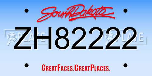 ZH82222 South Dakota License Plate