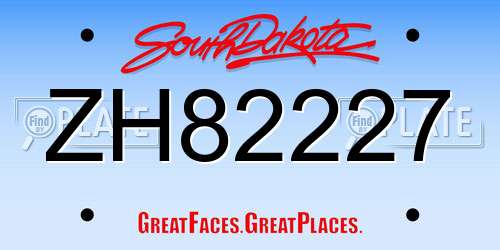 ZH82227 South Dakota License Plate