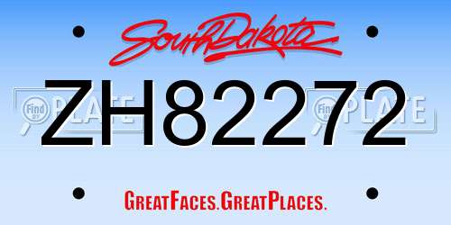 ZH82272 South Dakota License Plate