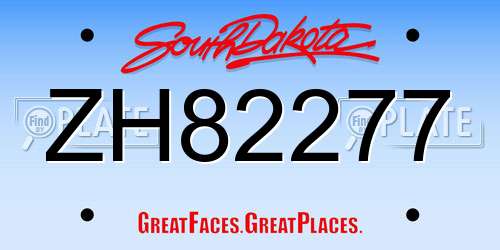 ZH82277 South Dakota License Plate