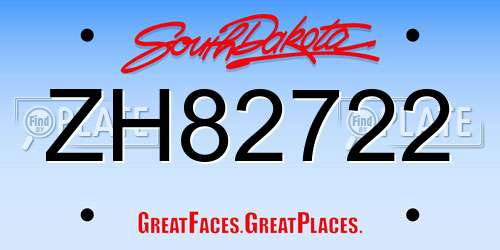 ZH82722 South Dakota License Plate