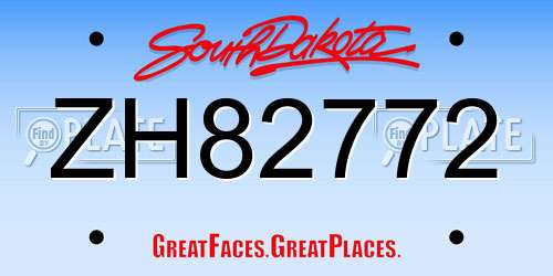 ZH82772 South Dakota License Plate
