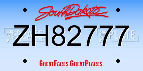 ZH82777 South Dakota License Plate