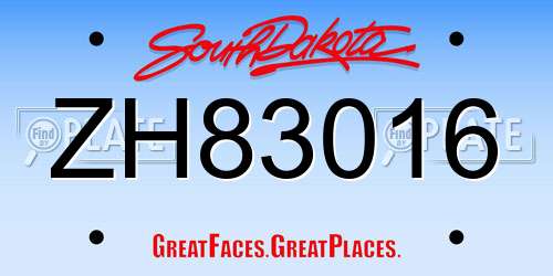 ZH83016 South Dakota License Plate