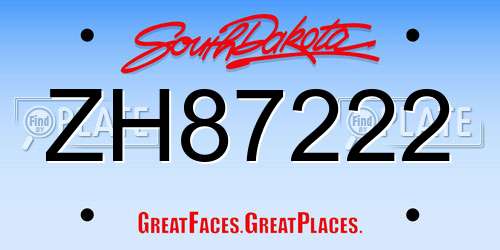 ZH87222 South Dakota License Plate