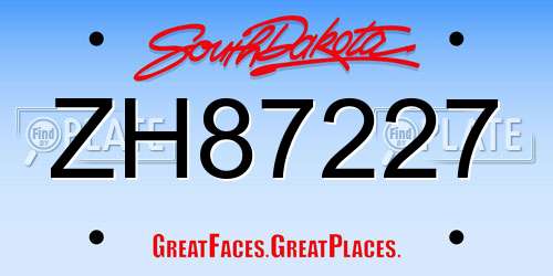 ZH87227 South Dakota License Plate