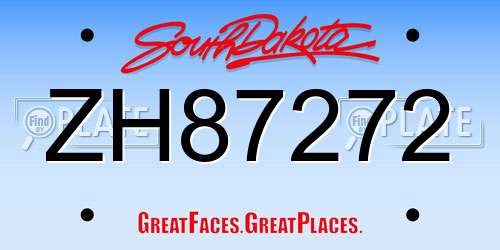 ZH87272 South Dakota License Plate