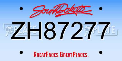 ZH87277 South Dakota License Plate