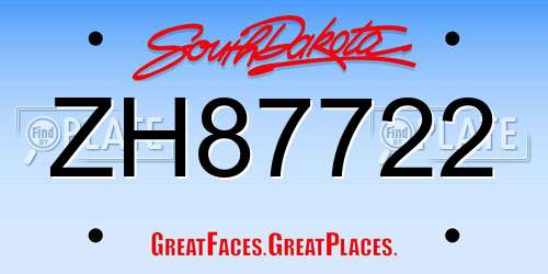 ZH87722 South Dakota License Plate