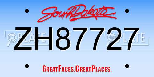 ZH87727 South Dakota License Plate