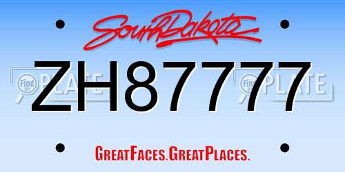 ZH87777 South Dakota License Plate