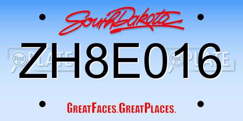 ZH8E016 South Dakota License Plate