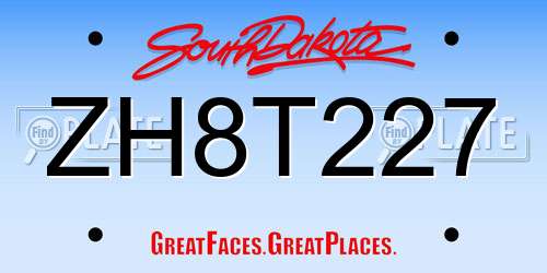 ZH8T227 South Dakota License Plate