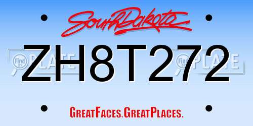 ZH8T272 South Dakota License Plate