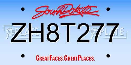 ZH8T277 South Dakota License Plate
