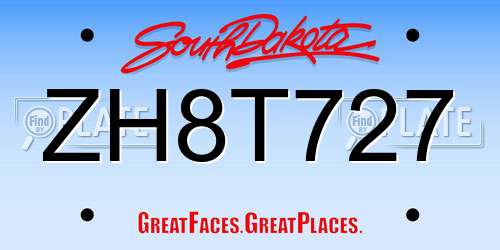 ZH8T727 South Dakota License Plate