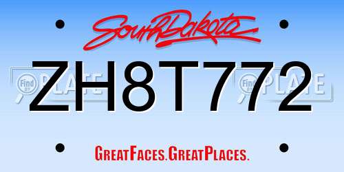 ZH8T772 South Dakota License Plate