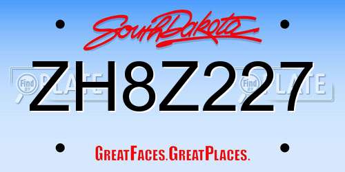 ZH8Z227 South Dakota License Plate