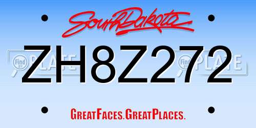 ZH8Z272 South Dakota License Plate