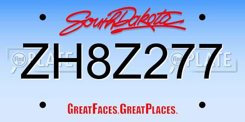 ZH8Z277 South Dakota License Plate