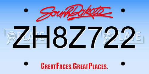 ZH8Z722 South Dakota License Plate