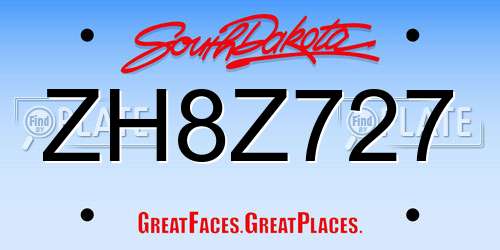 ZH8Z727 South Dakota License Plate