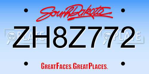 ZH8Z772 South Dakota License Plate