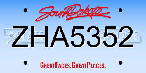 ZHA5352 South Dakota License Plate