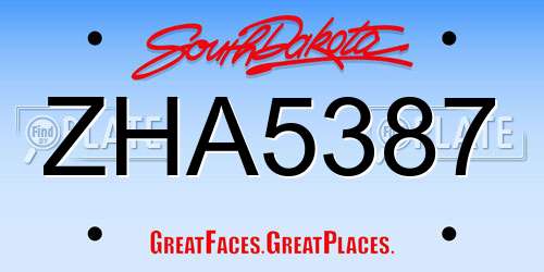 ZHA5387 South Dakota License Plate