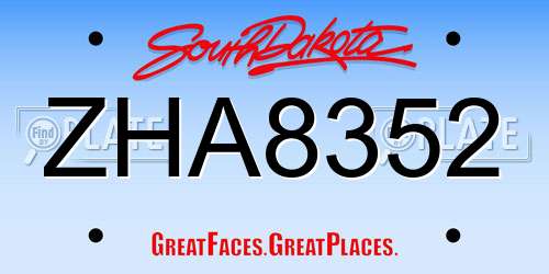 ZHA8352 South Dakota License Plate