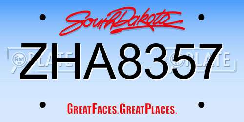 ZHA8357 South Dakota License Plate