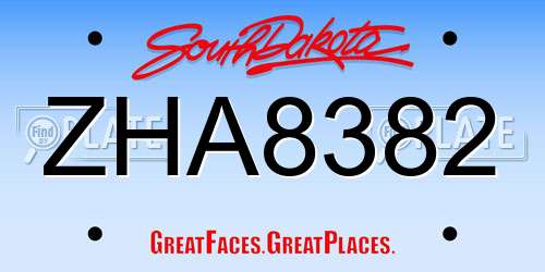 ZHA8382 South Dakota License Plate