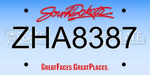 ZHA8387 South Dakota License Plate