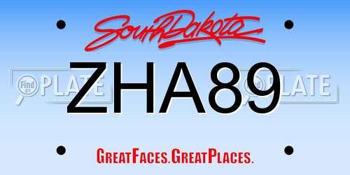 ZHA89 South Dakota License Plate