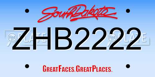 ZHB2222 South Dakota License Plate