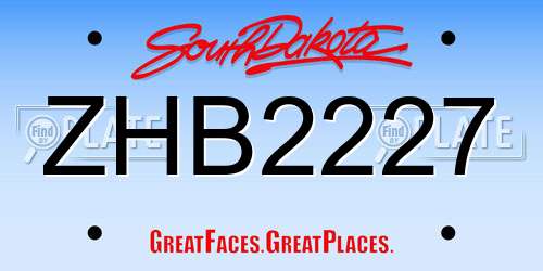 ZHB2227 South Dakota License Plate