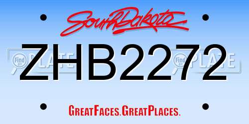 ZHB2272 South Dakota License Plate