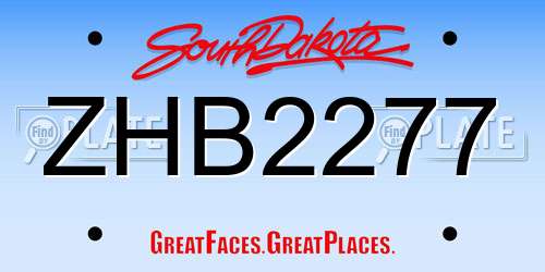 ZHB2277 South Dakota License Plate