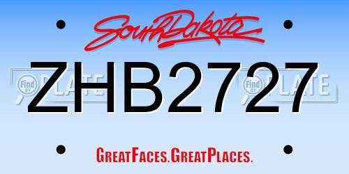 ZHB2727 South Dakota License Plate