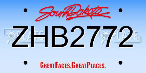 ZHB2772 South Dakota License Plate