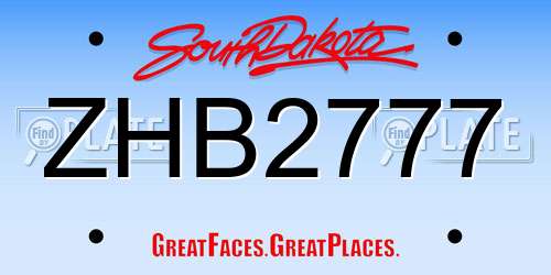 ZHB2777 South Dakota License Plate