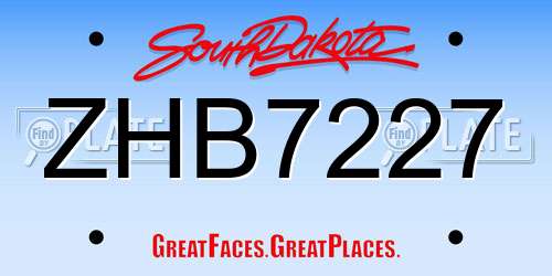 ZHB7227 South Dakota License Plate